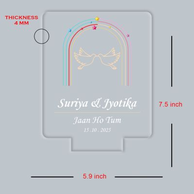 Personalized Couple Night Lamp Custom with Name & Date Bedside Table Lamp Couple Gift Anniversary, Wedding, Marriage, Valentine Day Multicolored Light (Jaan Ho Tum)